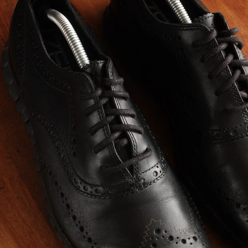 Cole Haan Oxfords Mens SZ 10.5M BLK ZeroGrand Wingtip Leather Office Career Shoe